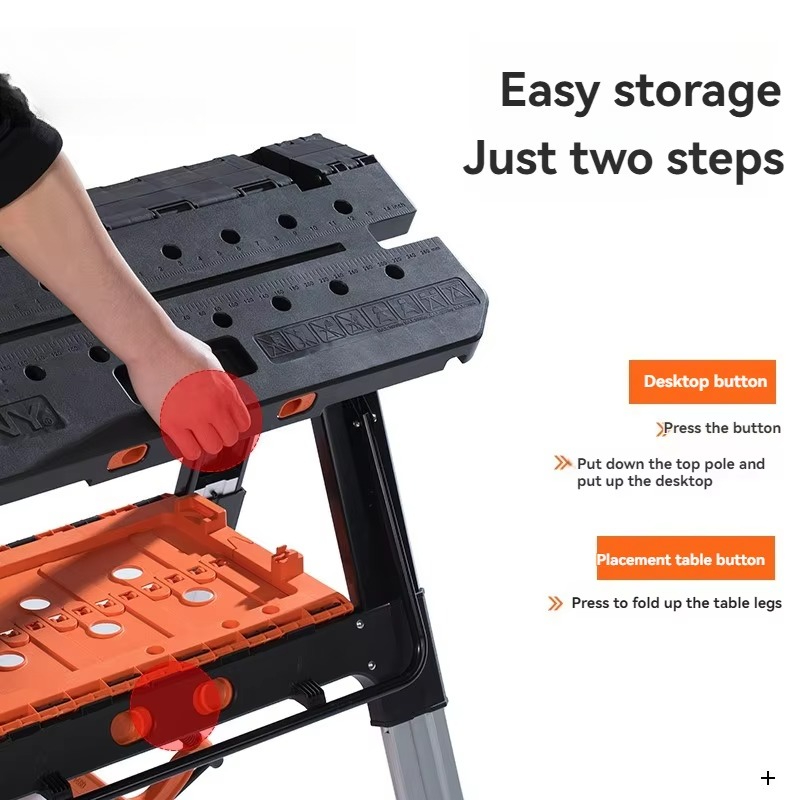 Workbench Portable Fold - โต๊ะทำงานพับได้แบบพกพาพร้อมแท่นทำงานไม้ - แคลมป์ขนาด 12 นิ้ว สำหรับใช้ในโรงรถ