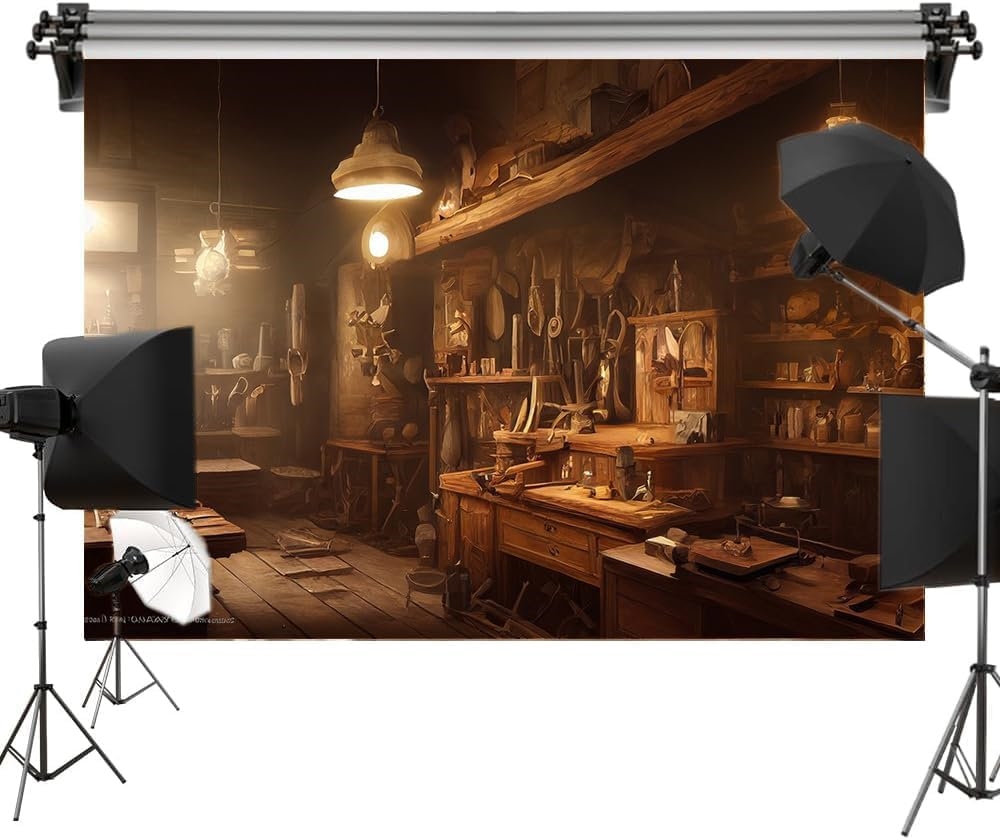 Workshop Tools Background - Steampunk Mechanic Tool Workshop ผู้ชายถ่ายภาพฉากหลังคอมพิวเตอร์คุณภาพสูงพิมพ์ Scenic