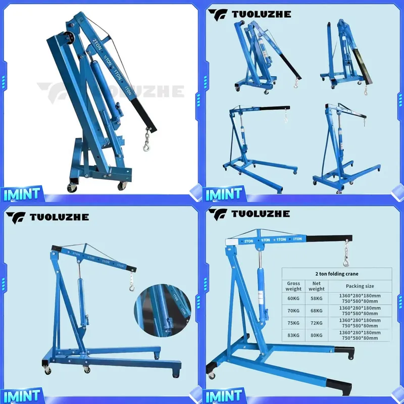 Hand Tools Mechanical Workshop - เครื่องยกเครื่องยนต์รถยนต์แบบพับได้ 2 ตัน สีน้ำเงิน เครื่องเครนไฮดรอลิก เครนสำหรับร้านซ่อม