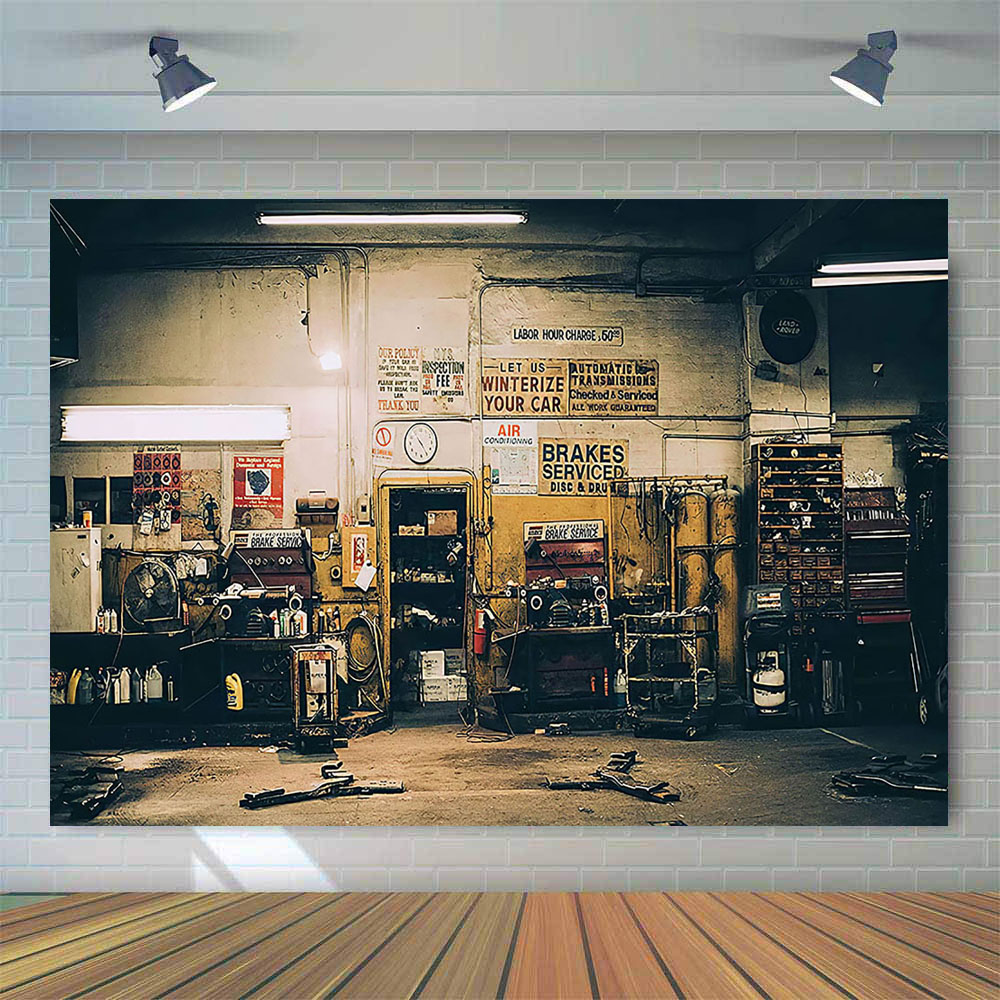 ฉากหลังถ่ายภาพซ่อมรถย้อนยุค รถ - Workshop Tools Background บทวิจารณ์และราคา