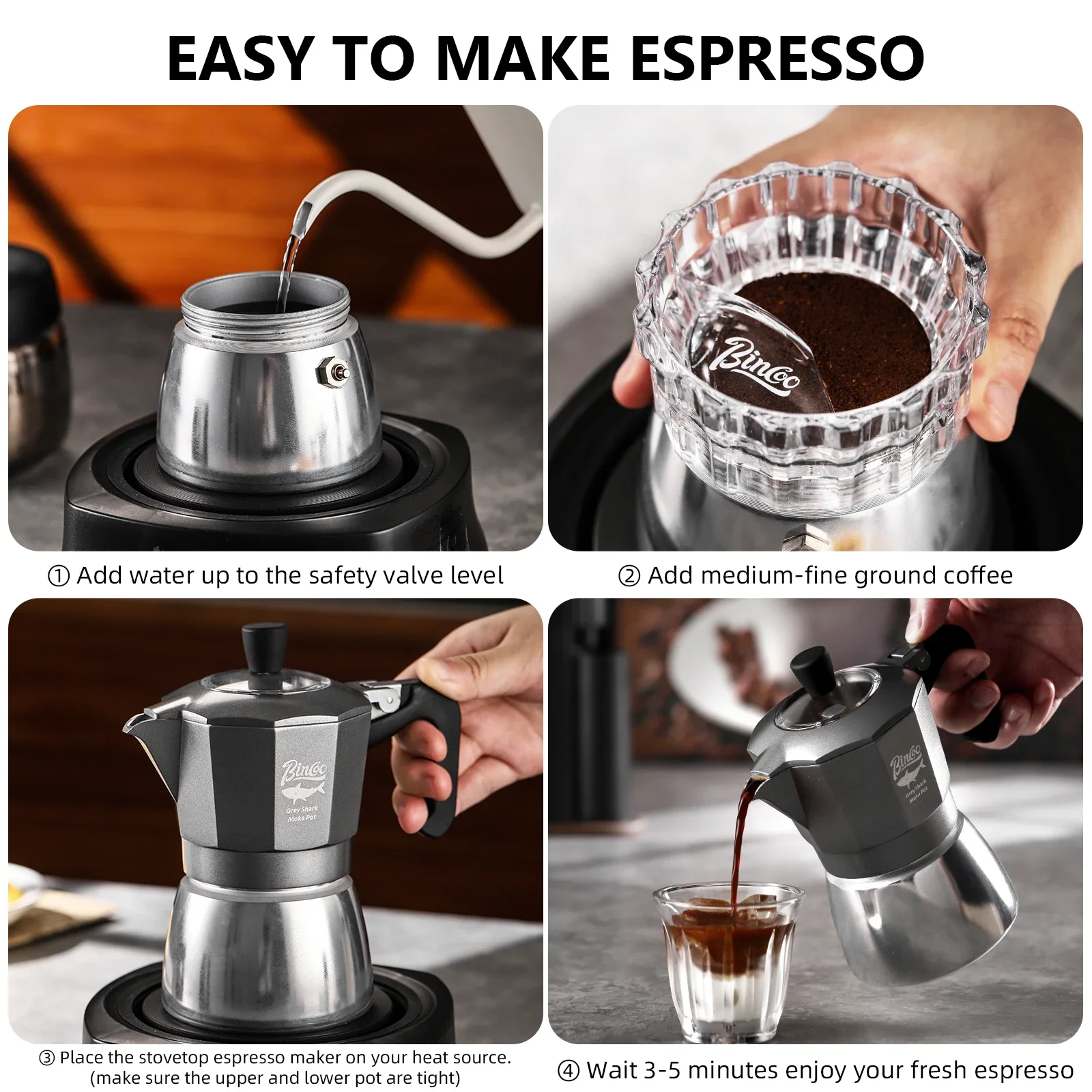 หม้อกาแฟโมก้าพอต Bincoo 2 ถ้วย - Hand Tools Mechanical Workshop บทวิจารณ์และราคา