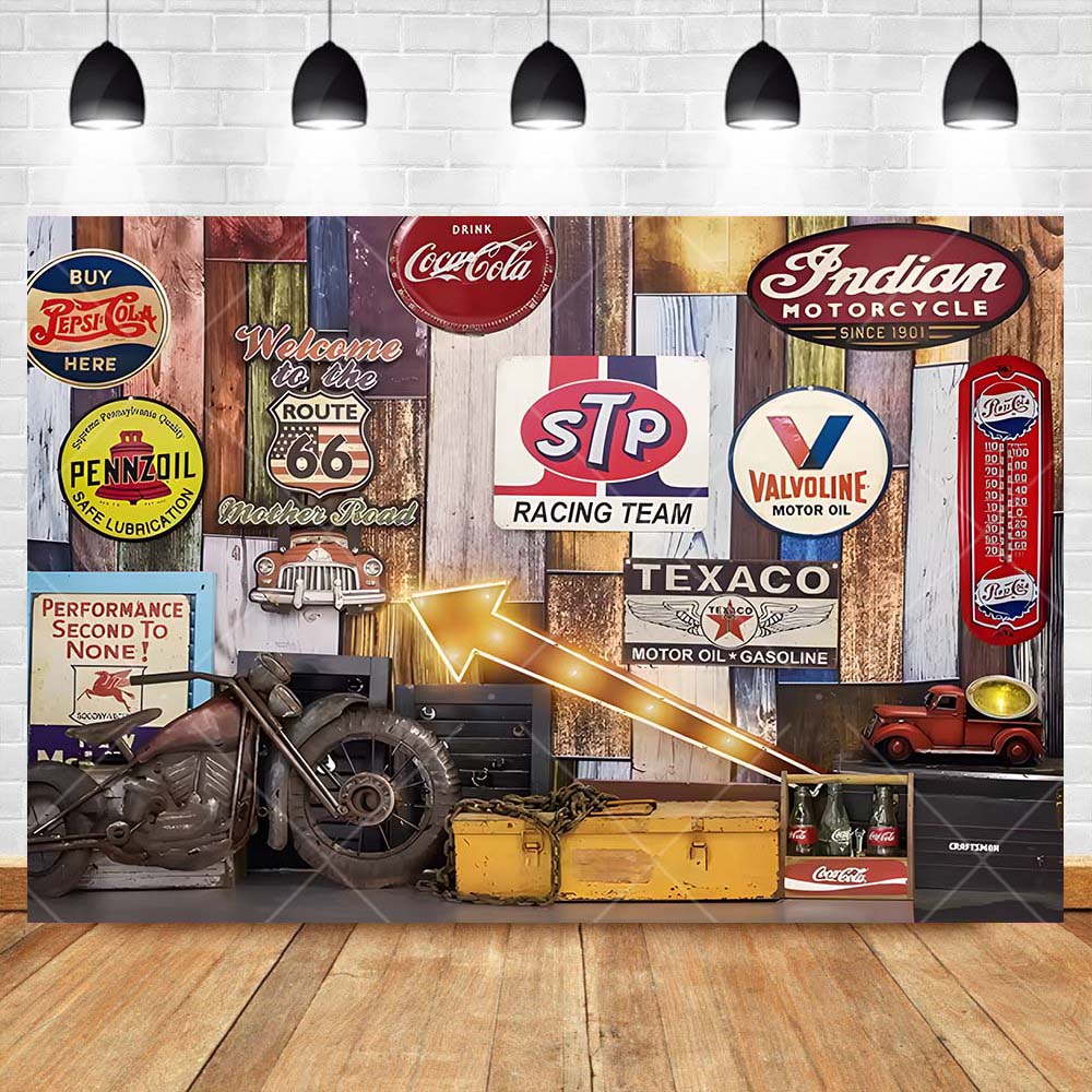 Retro รถจักรยานยนต์ซ่อมรถยนต์โ - Workshop Tools Background บทวิจารณ์และราคา